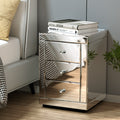 Artiss Bedside Table 3 Drawer Mirrored Silver
