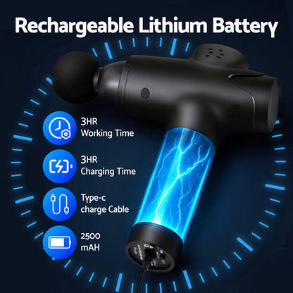 Everfit Massage Gun 30 Speed 8 Heads Vibration Muscle Massager Chargeable Black