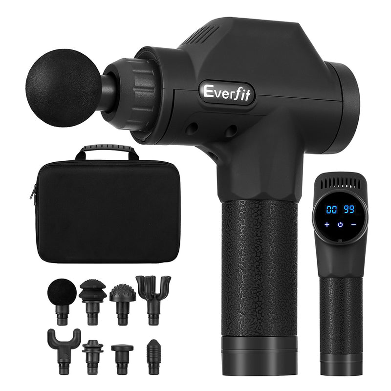 Everfit Massage Gun 30 Speed 8 Heads Rechargeable Black