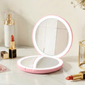 Embellir LED Compact Mirror 1x 10x Magnification Round Pink Travel