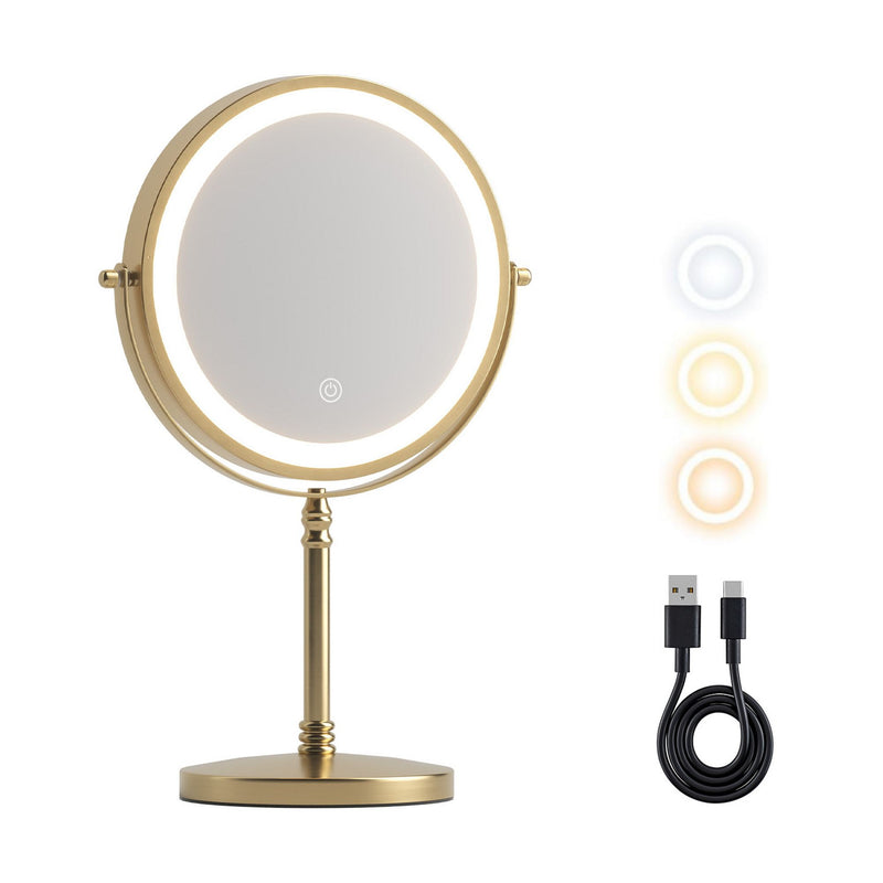 Embellir 10X Magnifying Lighted Makeup Mirror Gold Tabletop