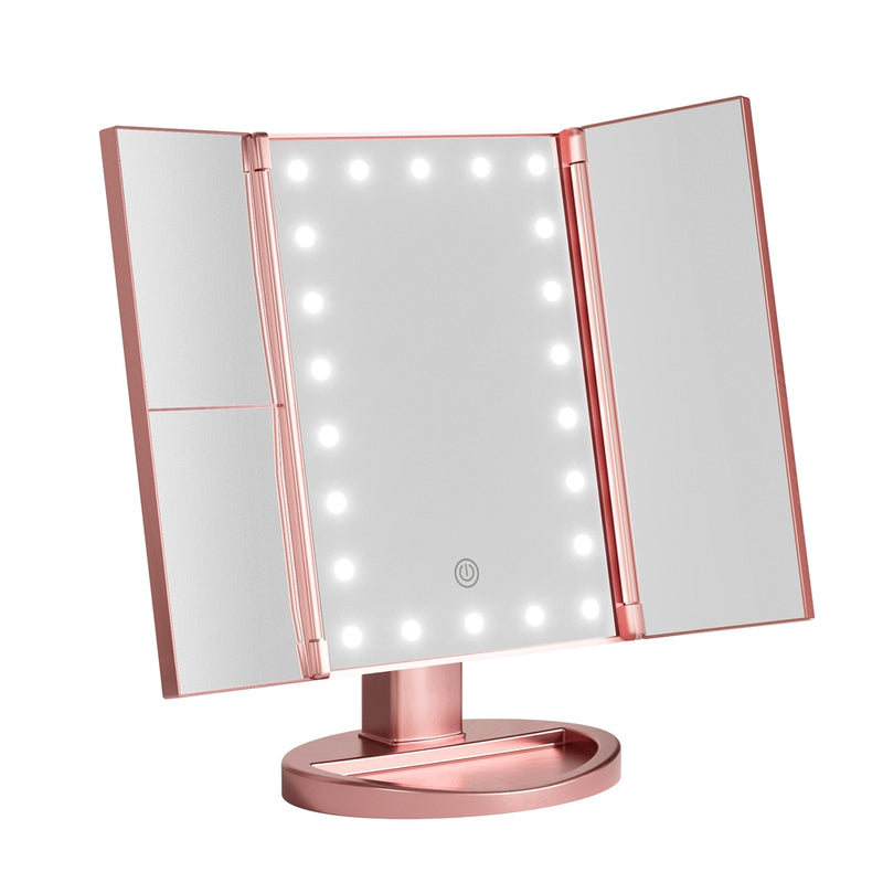 Embellir Makeup Mirror LED 1X 2X 3X Magnifying Tri-Fold Pink