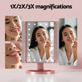 Embellir Makeup Mirror LED 1X 2X 3X Magnifying Tri-Fold Pink