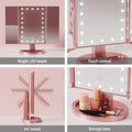 Embellir Makeup Mirror LED 1X 2X 3X Magnifying Tri-Fold Pink