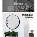 Embellir 70cm Round Black Wall Mirror Makeup Bathroom Home Decor