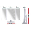 Embellir Makeup Mirror 24 LED Tri-fold Dimmable Tabletop Storage