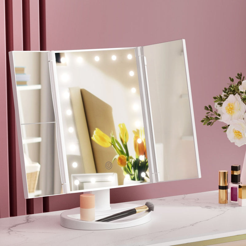 Embellir Tri-Fold Makeup Mirror 1X 2X 3X Magnification LED Light