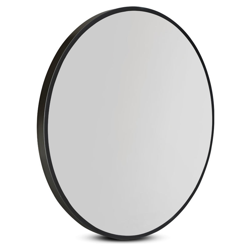 Embellir 60cm Round Black Wall Mirror Bathroom Makeup Framed