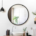 Embellir 60cm Round Black Wall Mirror Bathroom Makeup Framed
