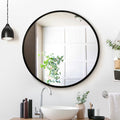 Embellir 80cm Round Black Wall Mirror Makeup Bathroom Frame