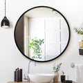 Embellir Round Mirror 90cm Black Frame Bathroom Wall Makeup