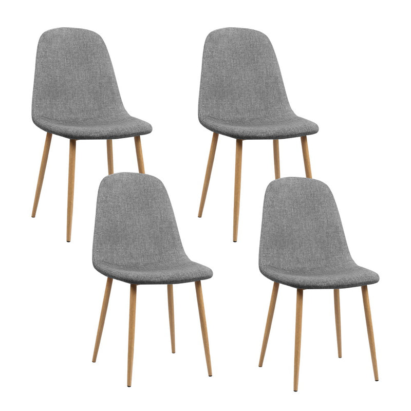 Artiss Dining Chairs Set of 4 Grey Linen Curved