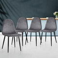 Artiss 4x Dining Chairs Cafe Lounge Kitchen Chair Upholstered Velvet Curved Grey
