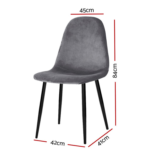 Artiss 4x Dining Chairs Cafe Lounge Kitchen Chair Upholstered Velvet Curved Grey