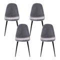 Artiss 4x Dining Chairs Cafe Lounge Kitchen Chair Upholstered Velvet Curved Grey
