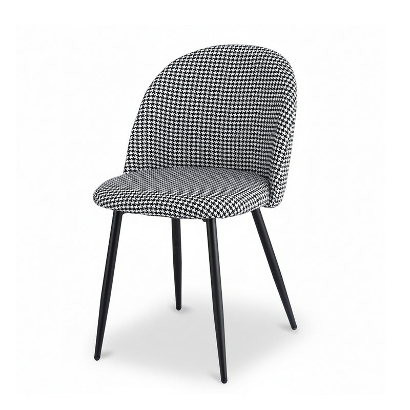 Artiss Dining Chairs Set of 2 Linen Houndstooth Curved