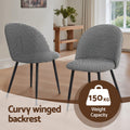 Artiss Dining Chairs Set of 2 Linen Houndstooth Curved