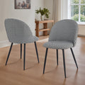 Artiss Dining Chairs Set of 2 Linen Houndstooth Curved