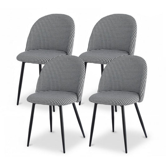 Artiss Dining Chairs Set 4 Linen Houndstooth Curved