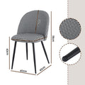 Artiss Dining Chairs Set 4 Linen Houndstooth Curved