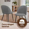 Artiss Dining Chairs Set 4 Linen Houndstooth Curved