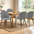 Artiss Dining Chairs Set 4 Linen Houndstooth Curved