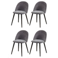 Artiss Dining Chairs Set of 4 Velvet Curved Dark Grey