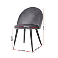 Artiss Dining Chairs Set of 4 Velvet Curved Dark Grey