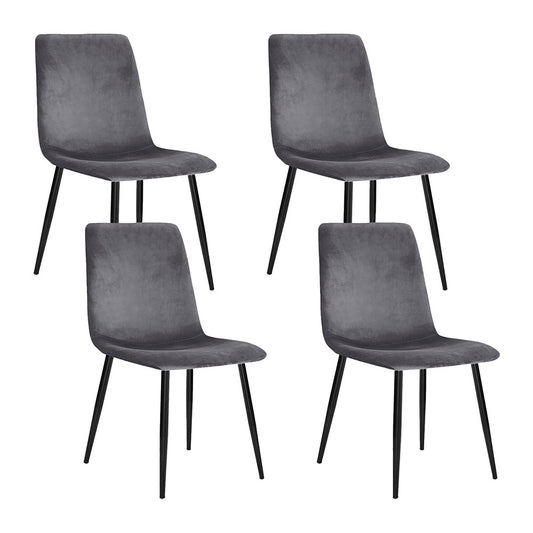 Artiss Dining Chairs Set of 4 Velvet Grey Horizontal Slope