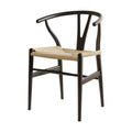 Artiss Dining Chair Wooden Rattan Wishbone Black