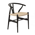 Artiss Dining Chair Wooden Rattan Wishbone Black