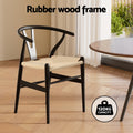 Artiss Dining Chair Wooden Rattan Wishbone Black