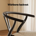 Artiss Dining Chair Wooden Rattan Wishbone Black
