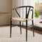 Artiss Dining Chair Wooden Rattan Wishbone Black