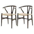 Artiss Dining Chairs 2x Wooden Rattan Wishbone Black