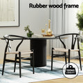 Artiss Dining Chairs 2x Wooden Rattan Wishbone Black
