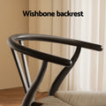 Artiss Dining Chairs 2x Wooden Rattan Wishbone Black