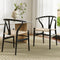Artiss Dining Chairs 2x Wooden Rattan Wishbone Black