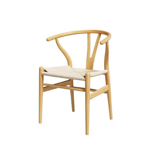 Artiss Wooden Dining Chair Rattan Seat Wishbone Back