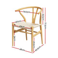 Artiss Wooden Dining Chair Rattan Seat Wishbone Back