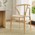 Artiss Wooden Dining Chair Rattan Seat Wishbone Back