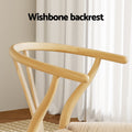 Artiss Wooden Dining Chair Rattan Seat Wishbone Back