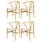 Artiss Dining Chairs x4 Wooden Rattan Seat Wishbone Back