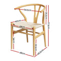 Artiss Dining Chairs x4 Wooden Rattan Seat Wishbone Back