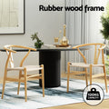 Artiss Dining Chairs x4 Wooden Rattan Seat Wishbone Back