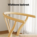 Artiss Dining Chairs x4 Wooden Rattan Seat Wishbone Back