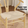 Artiss Dining Chairs x4 Wooden Rattan Seat Wishbone Back