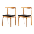 Artiss Dining Chairs x2 Rubber Wood Leather Black
