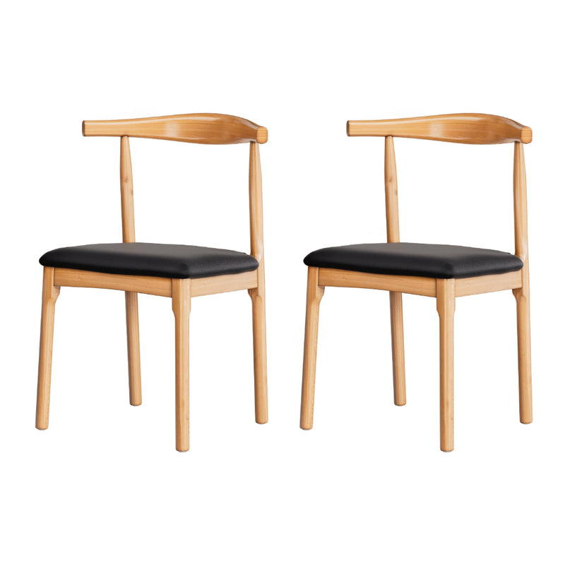 Artiss Dining Chairs x2 Rubber Wood Leather Black