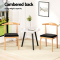 Artiss Dining Chairs x2 Rubber Wood Leather Black